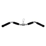 yuhqc Lat Cable Machine Attachment カール プルダウン バーベル リボルビングバー、マルチエクササイザーケーブルアタッチメント、ソリッドスチール三頭筋プレスダウンバー、ラバーハンドグリップ&回転ハンガー付き(29インチ)