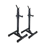 Fkstyle バーベルスタンド 2台セット スクワットラック H型ベース 頑丈なスチール製 耐荷重230kg 幅調整可能 セーフティーバー付き 筋トレ ベンチプレス ホームジム用 コンパクト収納 ブラック [並行輸入品] 230kg