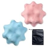 SALUDABLE マッサージボール ピラティス リラックス ツボ押し 健康グッズ 手 足の裏 袋付 (ブルー・ピンク 2個セット) 40g