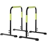 NYHGOXM 分割式ディップスタンド高さ調整可能(80-110cm) 耐荷重150kg 自宅用トレーニングバー 胸筋・背筋・腕・腹筋の複合訓練に コンパクト収納 ディップスバー 筋力アップ器具 (黒緑) 150kg