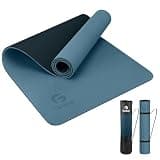 Gruper ヨガマット 6mm エクササイズマット フィットネスマット トレーニングマットTPEリング保護素材 軽量 耐久性 肌に優しい 両面の滑り止 屋内運動 ピラティスマット持ち運び 収納簡単 (ブルーグレー+收纳袋) 850g