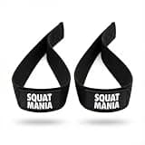 SQUAT MANIA リストストラップ ショートタイプ 筋トレ 握力補助 左右セット デッドリフト 懸垂 プル系 背中トレーニング スクワットマニア スクマニ