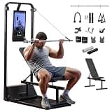 Speediance ホームジム Gym Monster 2 All-in-One オールインワン スマートホームジム インテリジェントフィットネストレーナー 筋力トレーニングマシン 多機能スミスマシン フルボディトレーニングマシン 自宅でワークアウト (GM2-WorksPlus:調節可能なベンチ付き) 100kg