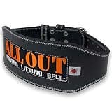 ALL OUT POWER GRIP PRO ALLOUT 本革トレーニングベルト パワーベルト 筋トレ デッドリフト ベルト レザー リフティングベルト 高密度Cowhide 牛革 男女兼用(M ワイド, ブラック)