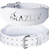 AZLIV トレーニングベルト AZ7 筋トレ ジム ベルト パワーベルト MFレザー 高耐久 アズリブ (ホワイト, M)