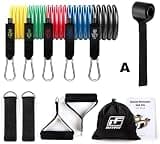 RITFIT トレーニングチューブセット 強度別5本セット フィットネスチューブ 筋トレ エクササイズチューブ ラテックスチューブ 全身トレーニング ヨガ ストレッチに適用 45kg