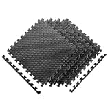 Dwouviern トレーニング ジョイントマット 大判 エクササイズマット 厚手 ホームジムマット 60×60×1.2cm EVA製 防音 防振 床保護 振動吸収 運動マット 玄関 屋外 サイドパーツ付き (ブラック, 4枚入り) 270g