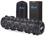 TETOP(テートップ) 5年保証 TETOP フォームローラー 筋膜リリースローラー ストレッチローラー 体のラインに合わせる 割れない 中実 細め 軽い マッサージ ヨガポール エクササイズ トレーニング 600g 40*12.5CM 500KG耐荷重 ブラック 600g