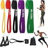 AYGZYGY トレーニング チューブ 強度別5本セット 強力 懸垂 チューブ ダイエット器具 筋トレ グッズ ハンドル/ドアアンカー/収納バッグ 天然ゴム 男女兼用 自宅用 ジム用