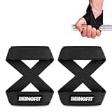 Being fit Beingfit リストストラップ 8の字ストラップ エイトストラップ 手首 筋トレ ウェイトリフティング ジムトレーニング用 – 男女兼用 リストラップ リフティングストラップ チンニング グリップ デッドリフト (レッド (ブラック, L)