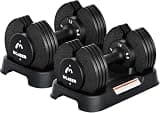 Taimonik ダンベル 可変式 12kg 2個セット アジャスタブルダンベル 2~12kg 5段階調節 1秒で重量調整 コンパクト クイックダンベル 筋トレ 日本語取扱説明書付き R (黒) 12kg