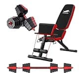 Taimonik 2個セット 30KG アジャスタブル ダンベル バーベルにもなる ダンベルセット 重量調節 回らず トレーニングベンチ ホームジム 30BJ (赤, 30) 30kg