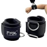 FYGL 調整可能リストカフ ケーブルマシン用 - 7mmネオプレンパッド&Dカン付き 高負荷対応 ジムカフ 筋力トレーニング (男女兼用)