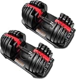 MOJEER ダンベル 可変式 24kg/40kg アジャスタブルダンベル 1個/2個セット 2.5~24kg/5~40kg 15/17段階調節 5秒で重量調整 クイックダンベル 自宅 筋トレ DST (赤, 24kg×2) 24kg