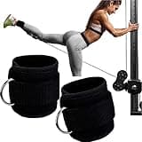 Taeku アンクルストラップ ケーブルマシン用 キックバック用 1 ペアグルート腹筋トレーニング レッグエクステンション カールと股関節外転筋 男性と女性の調整可能 通気性 パッド入りの足首袖口 ために ジム ダブルDリング (53*11CM) 150kg