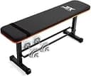 JX FITNESS 多機能フラットウェイトベンチ トレーニングベンチ シットアップベンチ ダンベル収納ラック付き多用途の 筋トレベンチ ブラック×オレンジ
