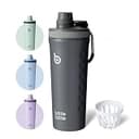 BOTTLE BOTTLE プロテインシェイカー 800ml 保冷 大容量 ステンレス水筒 シェーカーボトル スポーツボトル 真空断熱 ウォーターボトル 漏れない 持ち運び便利 広口 洗いやすい メモリ付き グレー