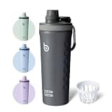 BOTTLE BOTTLE プロテインシェイカー 800ml 保冷 大容量 ステンレス水筒 シェーカーボトル スポーツボトル 真空断熱 ウォーターボトル 漏れない 持ち運び便利 広口 洗いやすい メモリ付き グレー