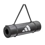 adidas(アディダス) トレーニングマット/フィットネス/ヨガ 10mm 厚め 幅広 耐久性 滑り止め キャリーストラップ付き ADMT-12235BK ブラック