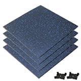 輝力士 ジムマット ラバーマット ゴムマット 20mm 硬度60~65 50cm*50cm 連結パーツ付き(無料) 防音マット筋トレ マット トレーニングマット ジム フロアマット 衝撃吸収 エクササイズ フィットネス ダンベルマット ラバートレーニングマット ゴム フロアマット 20mm トレーニング 防音 防振 床 防傷 プロ仕様 (ブルー,4枚)