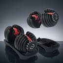 【JAPAN BRAND】 TOP FILM ダンベル 可変式 可変式ダンベル 24kg 40kg 2個セット アジャスタブルダンベル 15/17段階 トレーニング フィットネス 筋トレ エクササイズ 鉄アレイ ダンベルセット ウエイト 自宅 筋トレグッズ 【信頼と、実績。】 (24kg×2個【BLACK × RED】)