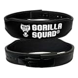 GORILLA SQUAD レバーアクションベルト ナロータイプ パワーベルト レザーベルト リフティングベルト(M/ブラック)