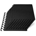 ProsourceFit Puzzle Exercise Mat ½ in, EVA Interlocking Foam Floor Tiles for Home Gym, Mat for Home Workout Equipment, Floor Padding for Kids, Black, 24 in x 24 in x ½ in, 48 Sq Ft - 12 Tiles