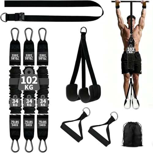 DiazEase 懸垂アシストバンド ハンドル付き 4 本セット 4 段階調節可能 34kg