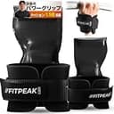 FITPEAK パワーグリップ 筋トレ【痛くない厚さ1.5倍クッション】 懸垂 補助 グリップ トレーニングギア ウェイトリフティング 女性 男性 メンズ レディース パワーぐりっぷ デッドリフト ラバーグリップ ブラック Mサイズ