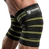 Iron Bull Strength ウェイトリフティング用ニーラップ - 80インチ スクワットやウェイトリフティング用伸縮性膝ストラップ - 強度&圧縮ラップのためのリフティングニーラップ - スクワット、パワーリフティング、ジム用の膝サポート (ブラック/グリーン)