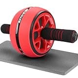 AUOPLUS 腹筋ローラー 膝マット付き 静音 一輪 アブホイール 腹筋 トレーニング器具 筋トレグッズ エクササイズローラー 体幹 ストレッチ ダイエット器具 男性/女性 初心者/上級者 アブローラー (レッド/ブラック) 100kg