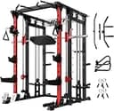 RITFIT Buffalo マルチ機能パワーケージ スミスマシン ラットプルダウン 耐荷重800kg 懸垂マシン ホームジム スクワット デッドリフト パワーラック 業務用 筋トレ 大型トレーニングマシン (レッド)