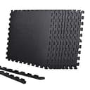 SINO ジョイントマット エクササイズマット ホームジム トレーニング器具用 大判 30cm×30cm 厚さ1.2cm 防音 キズ防止 振動吸収 衝撃吸収 床保護 パズルマット サイドパーツ付（十字黑 9枚セット）