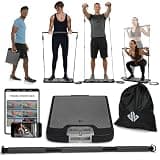 Nomadix Fitness EVO Gym - ポータブルホームジム筋力トレーニング機器 ホームジム | オールインワンジム – 10本のレジスタンスバンド、ベースにジムバー&ハンドルを保持 | ポータブルジム&ホームエクササイズ機器 | 330ポンド