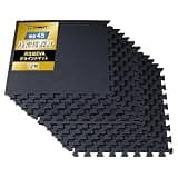 G GYMMAT GYMMAT (ジムマット) EVAジョイントマット 50cm角 10mm ブラック 12枚セット(クロスパターン) [カット可 接着施工不要 床保護 滑り止め 耐熱 耐水 ジム ホームジム 筋トレ フィットネス トレーニング] 250g