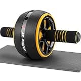 AUOPLUS 腹筋ローラー 膝マット付き アブホイール 腹筋 トレーニング器具 筋トレグッズ エクササイズローラー 体幹 ストレッチ ダイエット器具 アブローラー (ブラック/イエロー) 100kg