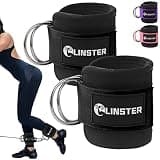 LINSTER ケーブルマシン用アンクルストラップ (ペア) 調節可能なフィット感、快適なネオプレンとダブル D リング、アンクルストラップ ジム ケーブル アタッチメント、臀筋トレーニング、レッグエクステンション、下半身エクササイズ用