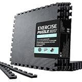 アイクラシ(Ikurashi) トレーニング ジョイントマット エクササイズマット 大判 EVA製 防音 振動吸収 床保護 高硬度 キズ防止 ジム 60x60x1.3cm 6枚入り ブラック