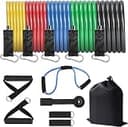 トレーニングチューブ フィットネスバンド 筋トレ エクササイズバンド ネスチューブ レジスタンスバンド ゴムチューブセット 滑り止め ヨガ用 美尻 ダイエット ストレッチ トレーニング ドアアンカー付 男女兼用 収納袋付き 携帯便利 (トレーニングチューブ-12点セット)