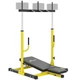 Soozier 縦型レッグプレス機 耐荷重660ポンド 脚部強度トレーニングマシン ホームジム用背中と頭の位置 2インチ オリンピックプレート対応 イエロー