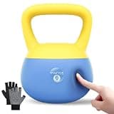 Wolfyok fitness ケトルベル ソフト 4kg 6kg 8kg 10kg 滑り止め手袋 kettlebell トレーニング フィットネス ソフトケトルベル 筋トレグッズ ダイエット イエロー+ブルー 6KG 4kg