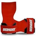 Beingfit パワーグリップ 筋トレ ジム 握力グリップ 筋トレグッズ グローブ 正規品 2個セット 男女兼用 トレーニングギア デッドリフト (レッド)