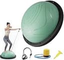 バランスボール 半円 エクササイズボール ボディバランスドーム 直径約58cm 耐荷重200kg 厚手のPVC 防爆 滑り止め エアポンプとテンションロープ付き ヨガ ピラティス バランストレーニング インナーマッスル 鍛える コアトレーニングに最適
