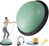EastEamily バランスボール 半円 エクササイズボール ボディバランスドーム 直径約58cm 耐荷重200kg 厚手のPVC 防爆 滑り止め エアポンプとテンションロープ付き ヨガ ピラティス バランストレーニング インナーマッスル 鍛える コアトレーニングに最適 200kg