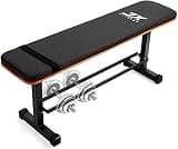 JX FITNESS 多機能フラットウェイトベンチ トレーニングベンチ シットアップベンチ ダンベル収納ラック付き多用途の 筋トレベンチ ブラック×オレンジ