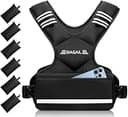 BAGAIL ウェイトベスト調節式加重ベスト2-5KG / 5-10KG / 10-15KG 男女兼用6種の加重パッド付き 大容量ポケット搭載 前後の重量が等しい 砂漏れを防ぐ 快適の装着感 通気性 夜間安全反射ベルト 負荷運動 筋トレ 自重トレーニング ブラック 5-10KG