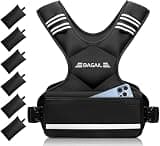 BAGAIL ウェイトベスト調節式加重ベスト2-5KG / 5-10KG / 10-15KG 男女兼用6種の加重パッド付き 大容量ポケット搭載 前後の重量が等しい 砂漏れを防ぐ 快適の装着感 通気性 夜間安全反射ベルト 負荷運動 筋トレ 自重トレーニング ブラック 5-10KG 5kg