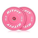 RITFIT オリンピックバンパープレート ウェイトプレート バンパープレート バンパーゴムプレート バーベルプレート ラバープレート ウエイトトレーニング ウェイトリフティング 重量プレート 負荷調整 クロスフィット ペア ピンク 2枚セット (10) 10kg