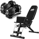 トレーニングベンチ+可変式 ダンベル 24kg アジャスタブルダンベル 2個セット 2.5~24kg 15段階調節 5秒で重量調整 クイックダンベル 筋トレ C24 (89黒+24kg黒)