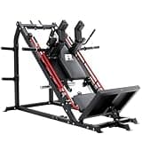 RITFIT レッグプレスマシン ハックスクワットマシン 業務用 プロ仕様 体幹トレーニング 耐荷重900kg 下半身強化 トレーニングマシン 筋トレ 宅トレ 二種類簡単切り替え 大腿四頭筋 大臀筋 ハムストリングス ボディー強化 オリンピックプレート対応 安全ハンドレール付き (レッドブラック) 900kg